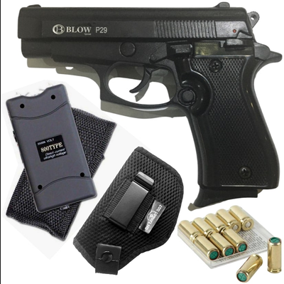Blow P29 pistol +Pack of Blanks (15)+ Holster + Stun Gun Combo - ONLINE ONLY