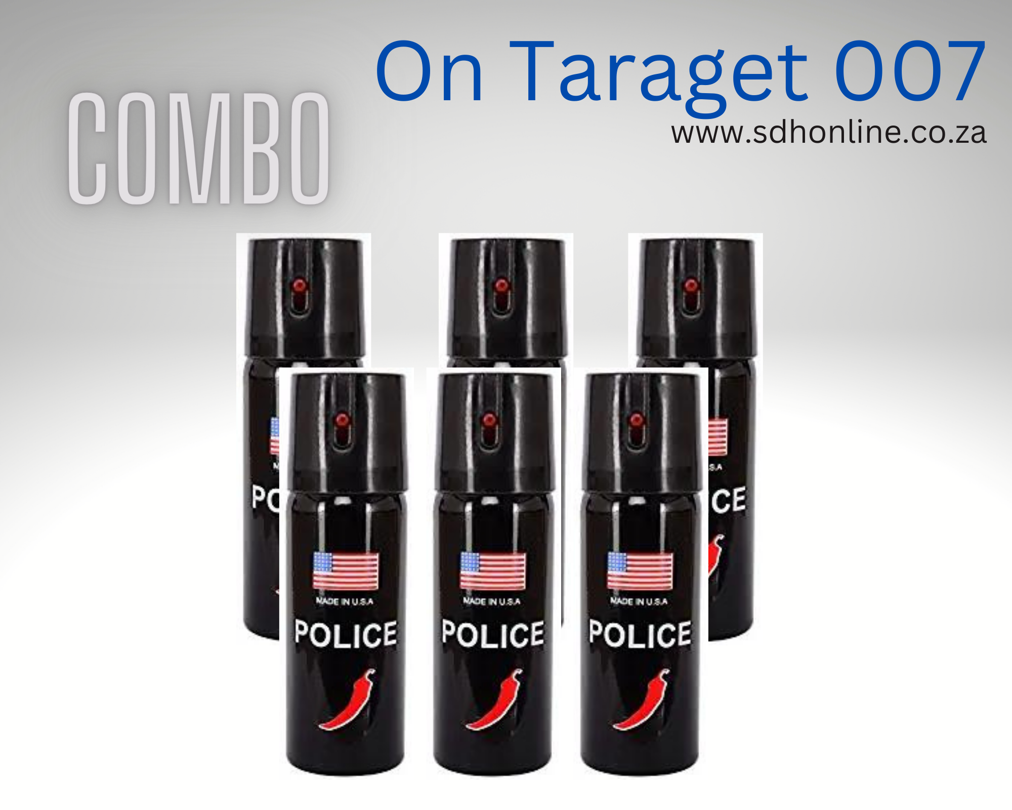 Police Pack of 6 Self Defense Pepper Spray - Online Only