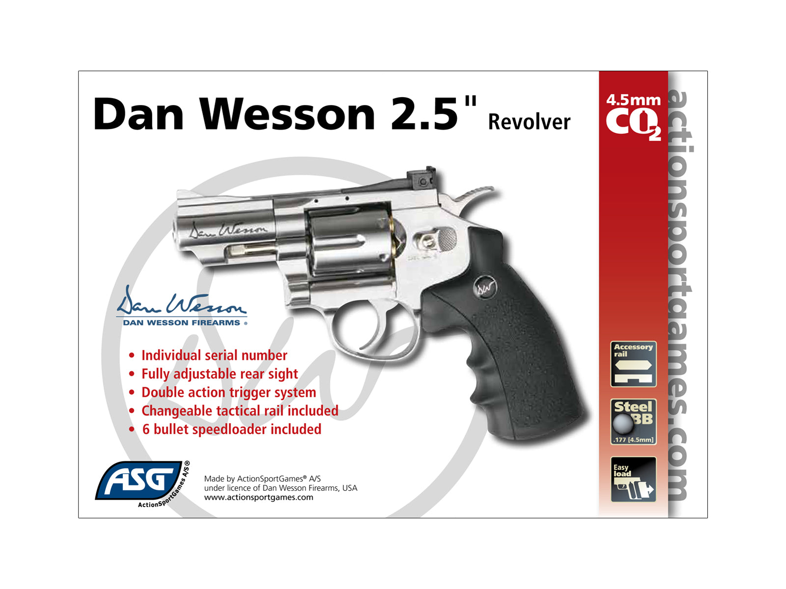 ASG DAN WESSON 2.5″ 4.5mm PELLET CO2 GAS REVOLVER - ONLINE ONLY