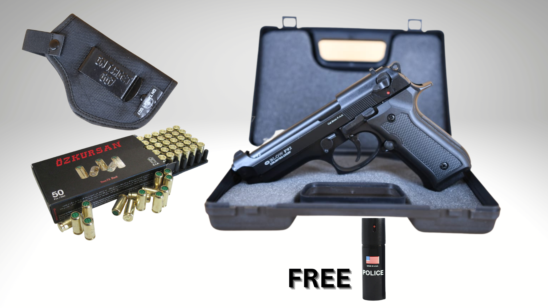 BLOW F92 9mm blank pepper pistol Combo - ONLINE ONLY