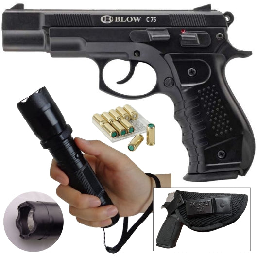 Blow C75 Blank Gun with 10 Blank Rounds, Holster and Taser/Torch - ONLINE ONLY