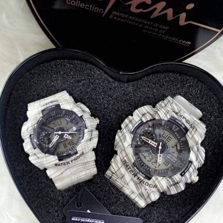 EXPONI WATCHES FOR COUPLE SET (HALF WHITE) ONLINE ONLY