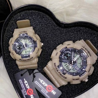 LATEST BRAND EXPONI WATCHES COUPLE SET ( LIGHT BROWN) - ONLINE ONLY