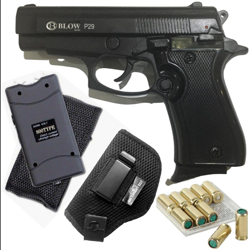Blow P29 pistol +Pack of Blanks (15)+ Holster + Stun Gun Combo - ONLINE ONLY