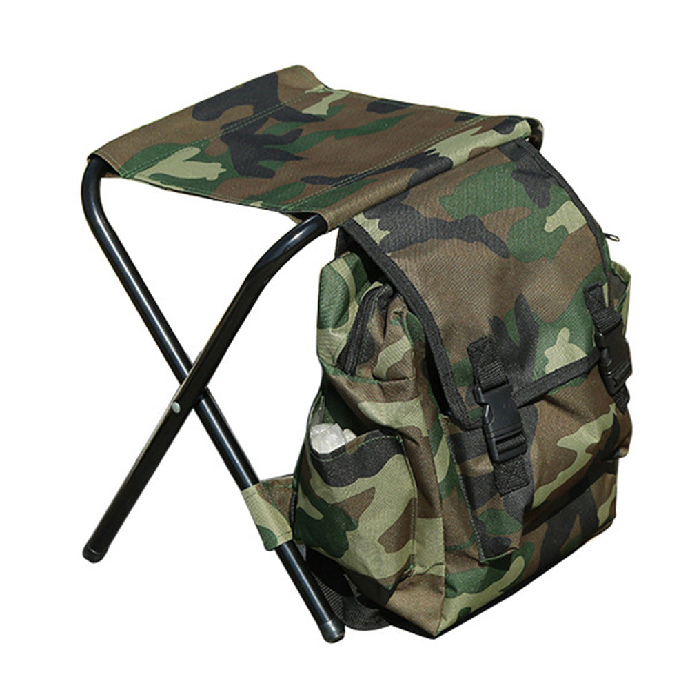 Folding Camping Fishing Chair Backpack Fishing Stool Backpack with Picnic Bag for Outdoor Hiking Seat Bag - Online Only