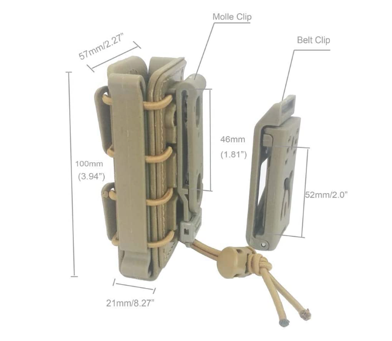 Tactical Magazine Pouch Holder with Molle Clip and Belt Clip -ONLINE ONLY